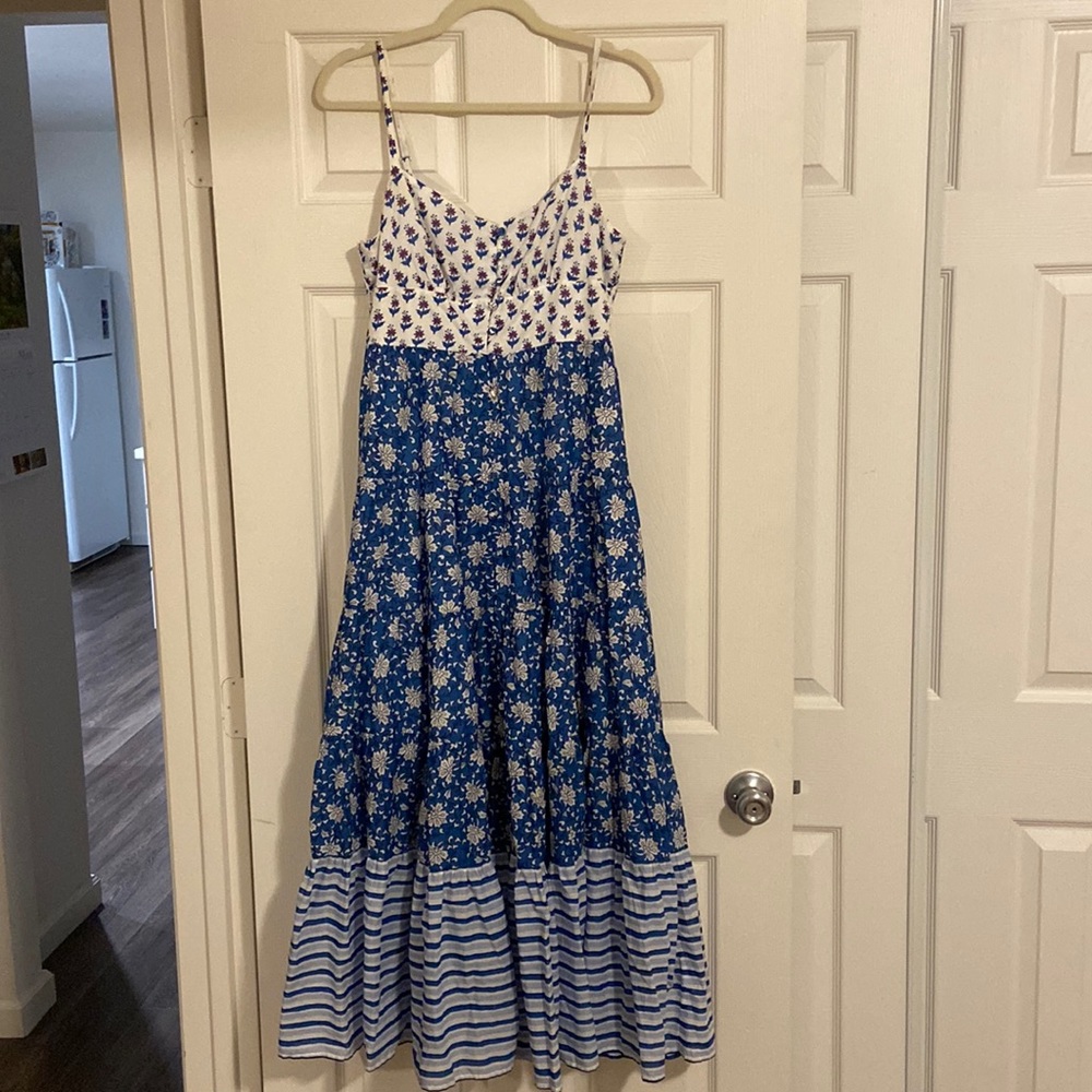 JCrew Button Front Maxi Dress in Mixed Blocked Prints